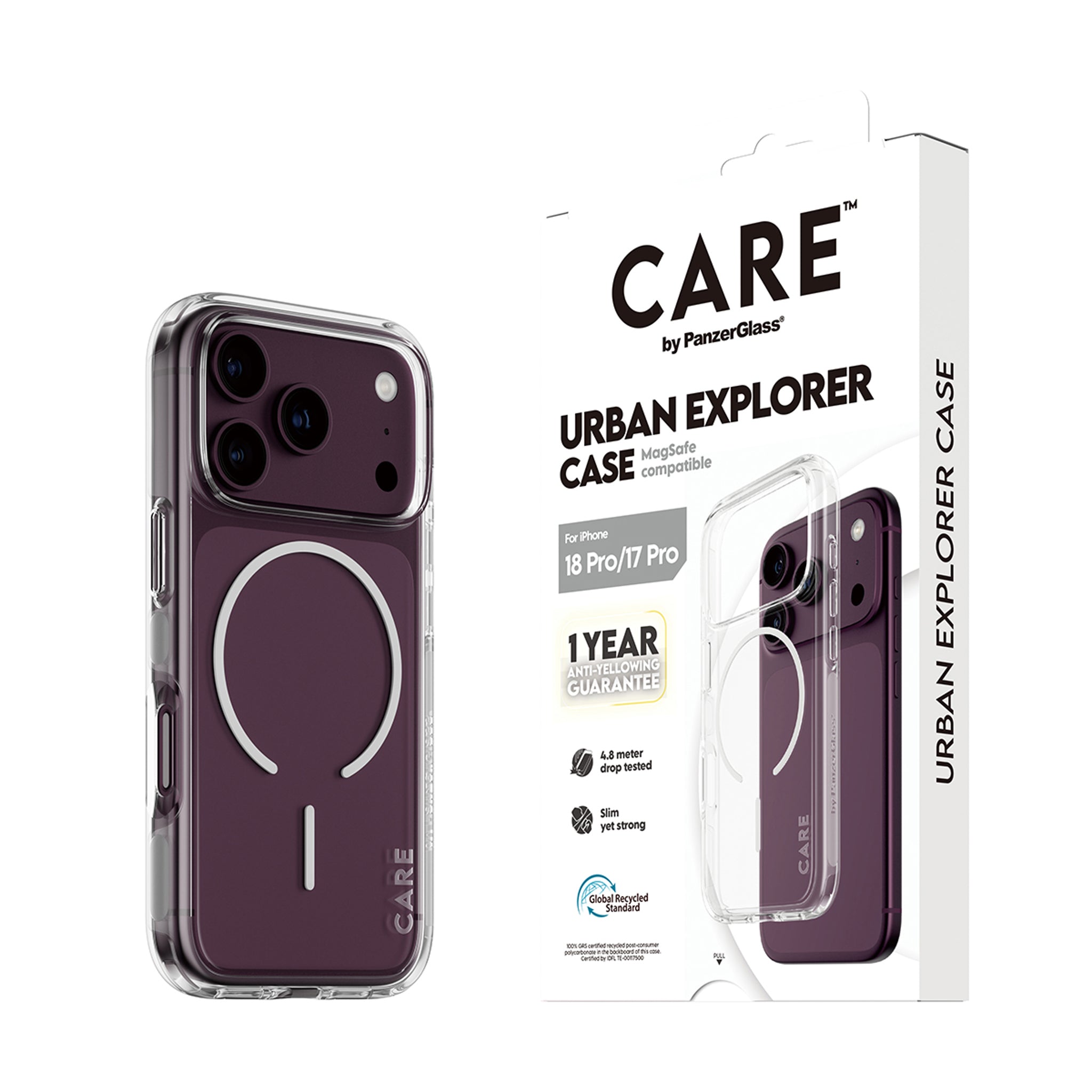 CARE™ by PanzerGlass® Urban Explorer Case Transparent w. White MagSafe iPhone 18 Pro | 17 Pro